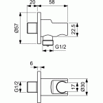 Ideal Standard dušo žarnos pajungimo alkūnė su laikikliu, matinė juoda