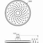 Ideal Standard lietaus dušo galva 200 mm su silikoniais purkštukais, matinė juoda