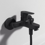 Ideal Standard CERAFINE O virštinkinis vonios maišytuvas su dušo žarna, rankine dušo galva ir laikikliu, matinė juoda
