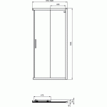 Ideal Standard CONNECT 2 kvadratinės dušo kabinos slankios durys (100 cm), matinė juoda (kaina už vienas duris)