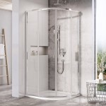 Dušo kabina, pusapvalė, stumdoma, keturių elementų | BLSCP4-80 blizgus+stiklas Transparent