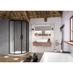 Dušo kabina, pusapvalė, stumdoma, keturių elementų | BLSCP4-80 blizgus+stiklas Transparent