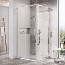 Dušo kabina, pusapvalė, stumdoma, keturių elementų | BLSRV2-80 blizgus+ stiklas Transparent