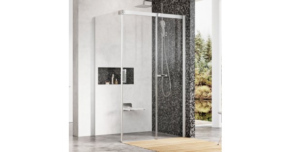 Dušo durys su stacionaria sienele | MSDPS-120/90 R blizgi+Transparent ...