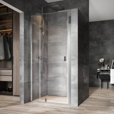 Dviejų dalių dušo durys | NDOP2-110 satinas+Transparent