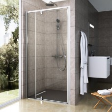 Dušo durys, dviejų elementų | PDOP2-100 balta/balta+stiklas Transparent