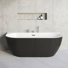 Juoda vonia Freedom W - akrilinė vonia prie sienos | Vonia FREEDOM W 1660x800 juoda