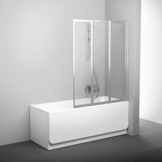 Trijų dalių sulenkiama vonios sienelė | VS3 100 balta+plastikas Rain