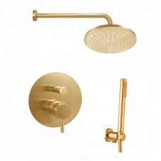 Braižyto aukso potinkinė dušo sistema Paffoni Light su 30cm dydžio galva