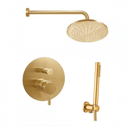 Braižyto aukso potinkinė dušo sistema Paffoni Light su 30cm dydžio galva Braižyto aukso potinkinė dušo sistema Paffoni Light su 30cm dydžio galva