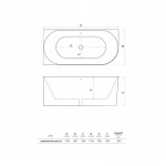 Laisvai pastatoma akrilinė vonia Lavita Caldera kairė 1600x750x580 Laisvai pastatoma akrilinė vonia Lavita Caldera kairė 1600x750x580