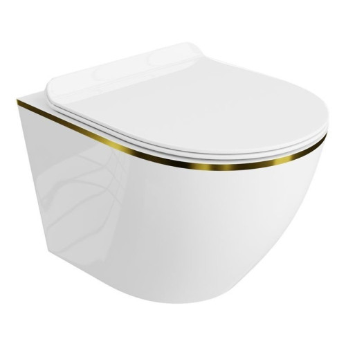 Pakabinamas klozetas Lavita Sofi Slim Gold Line 3.0, baltas blizgus Pakabinamas klozetas Lavita Sofi Slim Gold Line 3.0, baltas blizgus