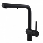 Maišytuvas plautuvei su ištraukiama žarna Paffoni Light juodas matinis