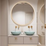 Massi Valo Slim LED apvalus veidrodis su LED apšvietimu, aukso spalvos rėmeliu, įvairių dydžių