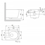 Tece potinkinis rėmas su juodu TeceNow vandens nuleidimo mygtuku ir  Jasmin  klozetas su sukūrinė vandens nuleidimo sistema ir lėtaegiu dangčiu