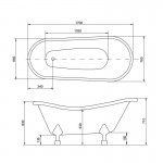 Besco Otylia 1600x770mm ir 1700x770mm vonia iš kompozicinės medžiagos