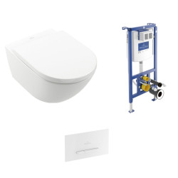 Pakabinamo WC komplektas Villeroy & Boch Subway 3.0 TwistFlush su CeramicPlus danga ir baltu mygtuku ViConnect E300 Pakabinamo WC komplektas Villeroy & Boch Subway 3.0 TwistFlush su CeramicPlus danga ir baltu mygtuku ViConnect E300