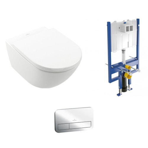 Pakabinamo WC komplektas Villeroy & Boch Subway 3.0 TwistFlush su CeramicPlus danga ir chromo mygtuku Pakabinamo WC komplektas Villeroy & Boch Subway 3.0 TwistFlush su CeramicPlus danga ir chromo mygtuku