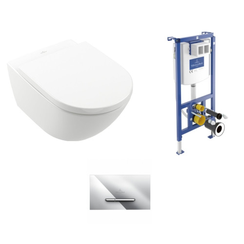 Pakabinamo WC komplektas Villeroy & Boch Subway 3.0 TwistFlush su CeramicPlus danga ir chromo mygtuku ViConnect E300 Pakabinamo WC komplektas Villeroy & Boch Subway 3.0 TwistFlush su CeramicPlus danga ir chromo mygtuku ViConnect E300