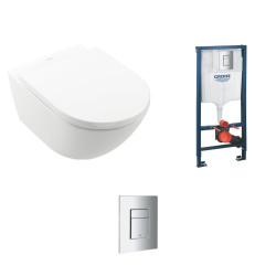 Pakabinamas WC komplektas Villeroy & Boch Subway 3.0 TwistFlush su C+ danga ir Grohe rėmu, chromo mygtukas Pakabinamas WC komplektas Villeroy & Boch Subway 3.0 TwistFlush su C+ danga ir Grohe rėmu, chromo mygtukas