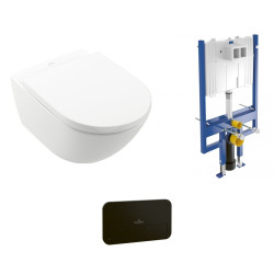 Pakabinamo WC komplektas Villeroy & Boch Subway 3.0 TwistFlush su CeramicPlus danga ir juodu mygtuku Pakabinamo WC komplektas Villeroy & Boch Subway 3.0 TwistFlush su CeramicPlus danga ir juodu mygtuku