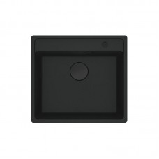 Granitinė plautuvė Franke Maris, MRG 610-52 A, Juoda matinė, juodas ekscentrinis ventilis