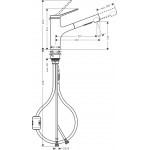 HANSGROHE Zesis M33 virtuvinis maišytuvas su ištraukiamu dušeliu juodos matinės spalvos 74800670