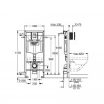 Potinkinis Grohe 5in1 rėmas su juodu mygtuku, fresh konteineriu, klozetu Laufen Pro New Rimless