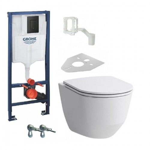 Potinkinis Grohe 5in1 rėmas su juodu mygtuku, fresh konteineriu, klozetu Laufen Pro New Rimless Potinkinis Grohe 5in1 rėmas su juodu mygtuku, fresh konteineriu, klozetu Laufen Pro New Rimless