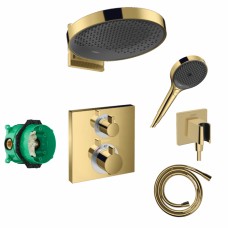 Potinkinis termostatinis dušas 6 in 1 komplektas HANSGROHE Rainfinity 360, polyruoto aukso
