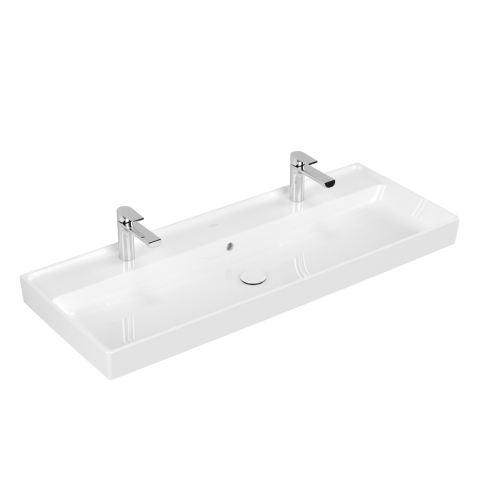 Praustuvas Villeroy & Boch Collaro 120x47 cm, su 2 skylėmis maišytuvams, su CeramicPlus danga