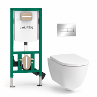 Komplektas Laufen Pro X Rimless su Laufen INEOLINK potinkiniu rėmu su bakeliu ir Laufen Ineo Horizon blizgiu chromo mygtuku Komplektas Laufen Pro X Rimless su Laufen INEOLINK potinkiniu rėmu su bakeliu ir Laufen Ineo Horizon blizgiu chromo mygtuku