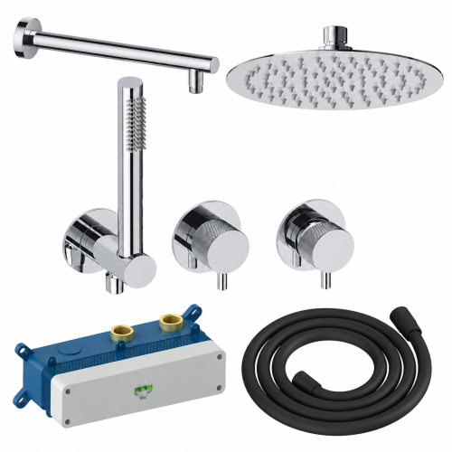 Potinkinė dušo sistema su horizontaliu maišytuvu ir dušo galva Sanycces Loop K, su silikonine žarna (spalvų pasirinkimas) Potinkinė dušo sistema su horizontaliu maišytuvu ir dušo galva Sanycces Loop K, su silikonine žarna (spalvų pasirinkimas)