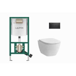 Laufen WC rėmas INEO su juodu mat. klavišu HORIZON ir WC LUA Rimfree + dangtis Laufen WC rėmas INEO su juodu mat. klavišu HORIZON ir WC LUA Rimfree + dangtis