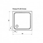 Ravak kvadratinis dušo padėklas Perseus Pro Chrome su atrama  900x900