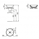 Ideal Standard STRADA O praustuvas montuojamas ant stalviršio 41x41 cm (410 x 410 x 150 mm), be persipilimo, balta spalva