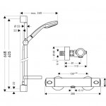 Termostatas su dušo komplektais Hansgrohe Croma 100 Multi/Ecostat 1001 SL 650 