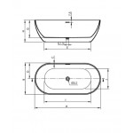 Akrilinė laisvai pastatoma vonia Sanycces Trento matmenys 150x75 cm ir 170x80 cm galima dažyti pagal RAL