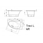 Vispool akmens masės vonia TREVI L 1500 x 950 x 605 mm
