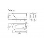 Vispool akmens masės vonia Viana 1600x715 mm-voniosguru.lt