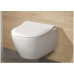 Pakabinamas WC komplektas Villeroy & Boch Subway 2.0 DirectFlush su rėmu, chromo mygtuku ir plonu SoftClose dangčiu