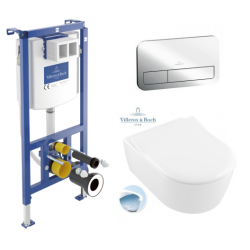 WC komplektas Villeroy & Boch Viconnect rėmas, chromuotas mygtukas E200 ir Avento DirectFlush WC komplektas Villeroy & Boch Viconnect rėmas, chromuotas mygtukas E200 ir Avento DirectFlush