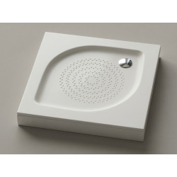 Akmens masės padėklas KK-100 (100x100x15), su uždanga, be sifono, be kojelių, balta spalva Akmens masės padėklas KK-100 (100x100x15), su uždanga, be sifono, be kojelių, balta spalva