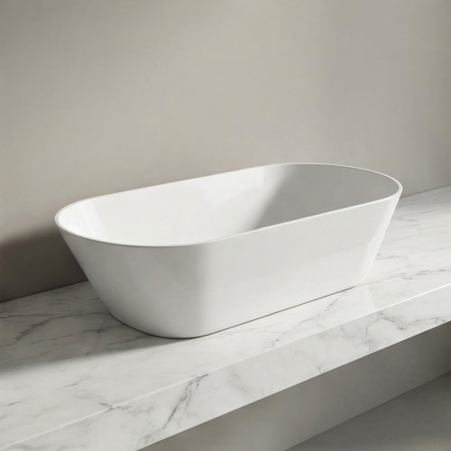 Akmens masės praustuvas Vispool P 2 600x265x145 mm, balta spalva Akmens masės praustuvas Vispool P 2 600x265x145 mm, balta spalva