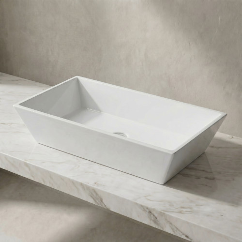 Akmens masės praustuvas Vispool Q1, 700x350x100mm, baltas Akmens masės praustuvas Vispool Q1, 700x350x100mm, baltas