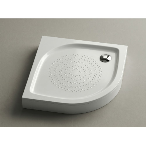 Akmens masės dušo padėklas RR-90; 90x90 cm, pusapvalis, R-550, baltas