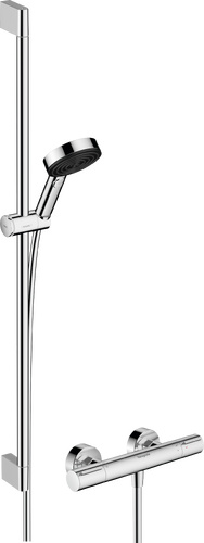 Dušo komplektas Hansgrohe, Pulsify Select S Shower system 105 3jet Relaxation EcoSmart su dušo maišytuvu Ecostat ir stovu 90 cm 24271000