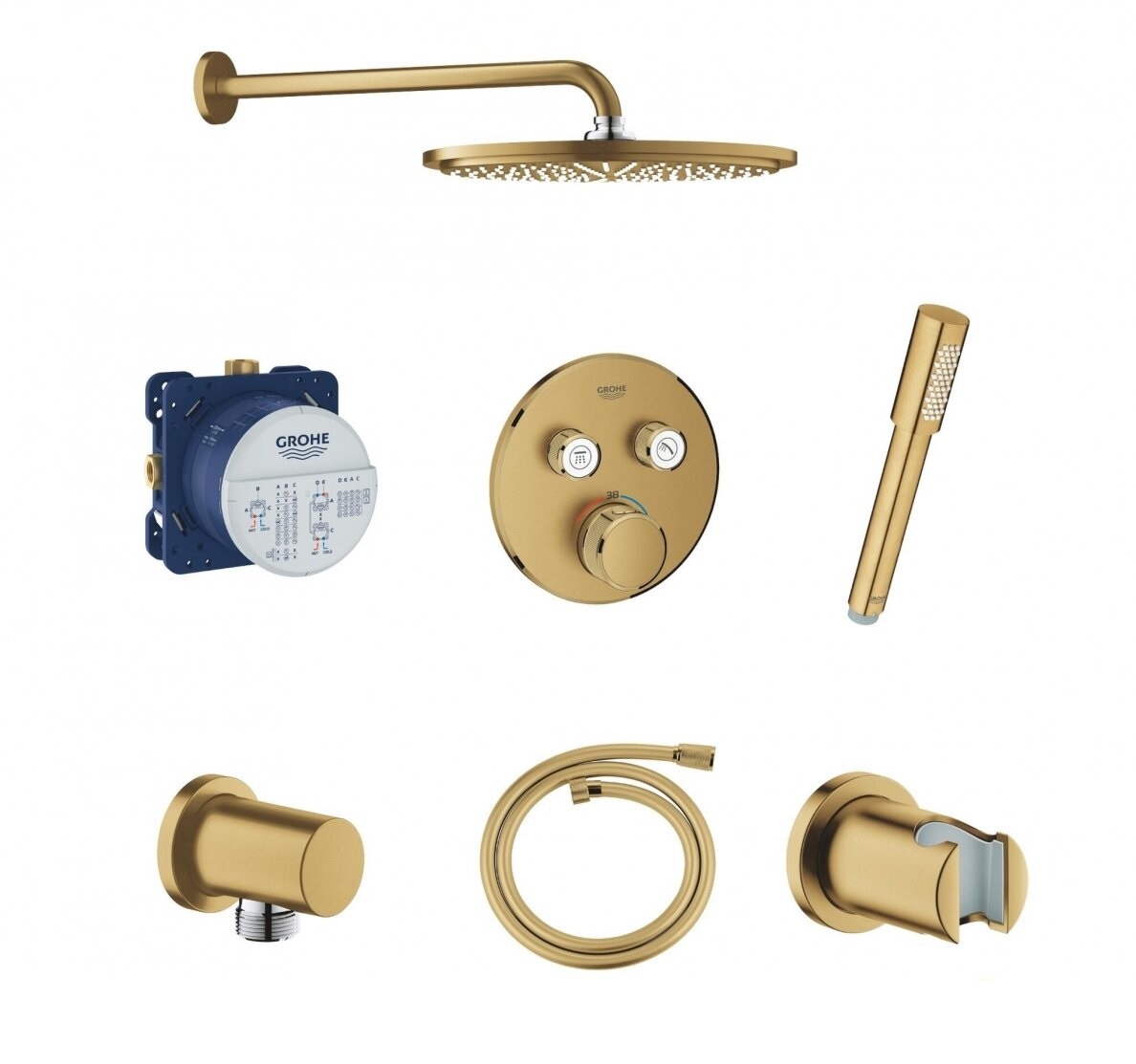 Grohe SmartControl O termostatinė potinkinė dušo sistema braižyto aukso