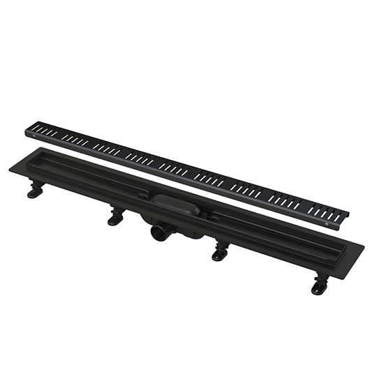 Alcaplast dušo latakas plastikinis juodas matinis 750 mm ir 850 mm
