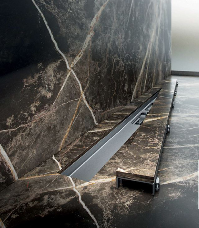 Alcaplast pažemintas dušo latakas įklijuojamai plytelei Marble Low